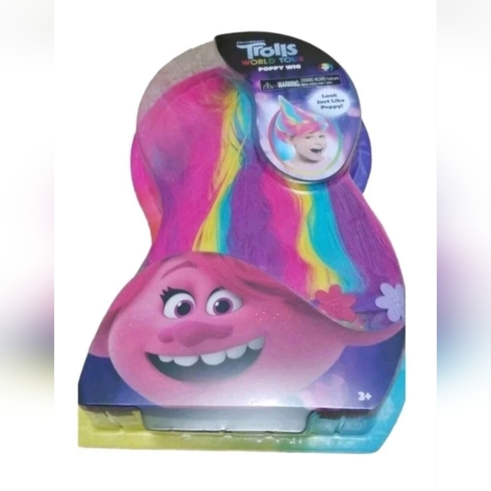 TROLLS World Tour Poppy Wig Colorful Hair Costume Dress Up Holloween